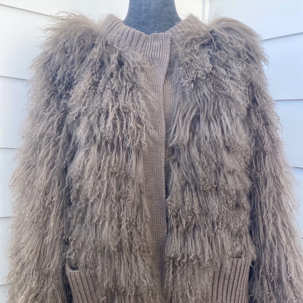 Dolce and Gabbana Lamb & Heavy Knit Slate Gray Jacket Coat